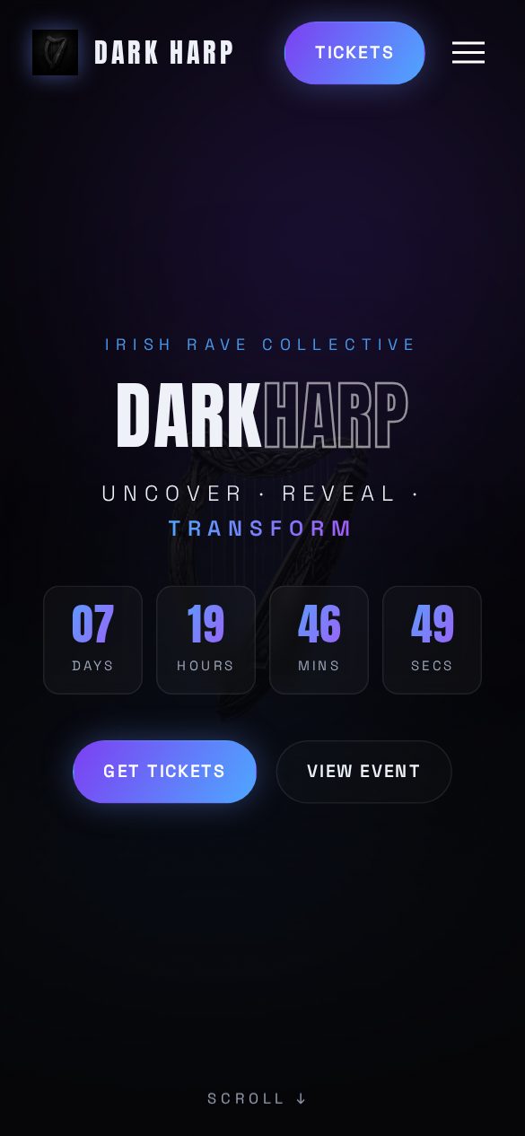 Dark Harp Events website by Ncell, live