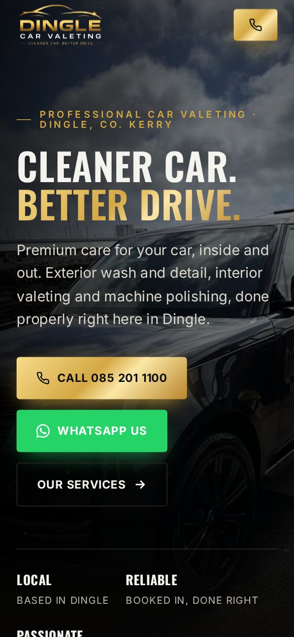 Dingle Car Valeting website by Ncell