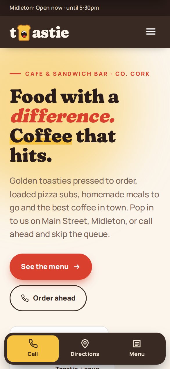 Toastie Cafe Midleton website by Ncell