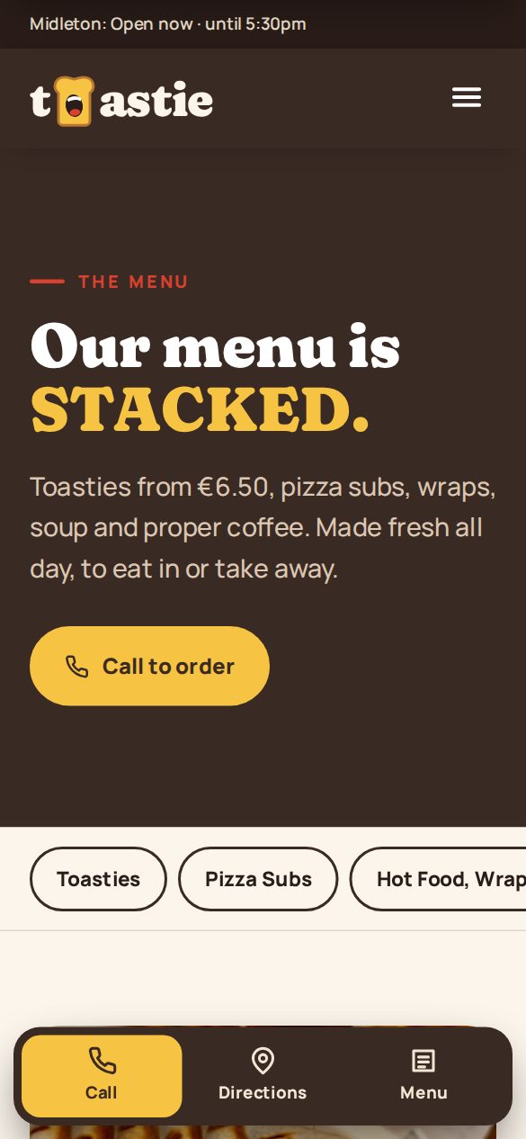 Toastie Cafe menu page by Ncell
